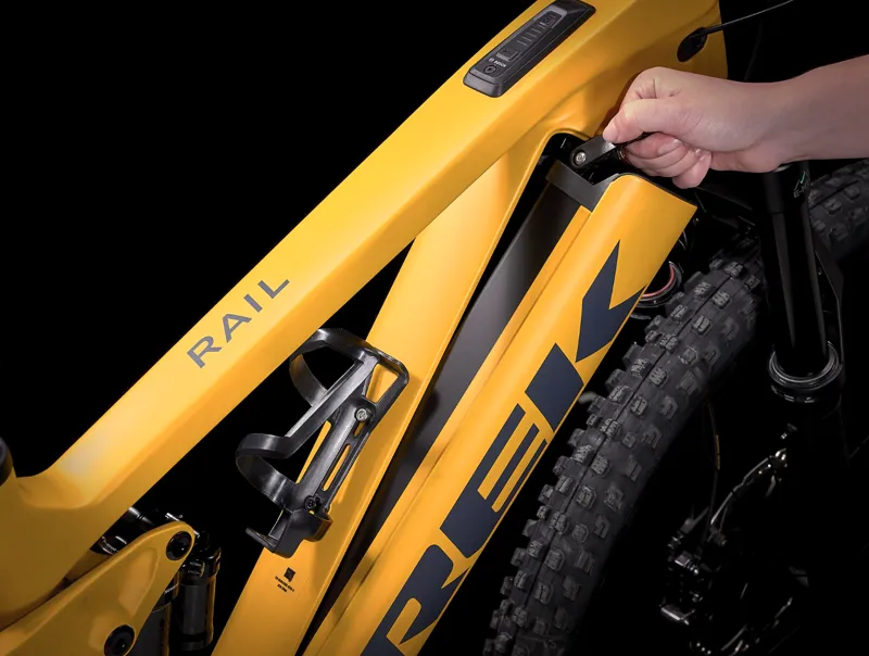 Trek Rail 9.8 XT Gen 4 Full Suspension Electric Mountain Bike 2024 in Baja Yellow-10